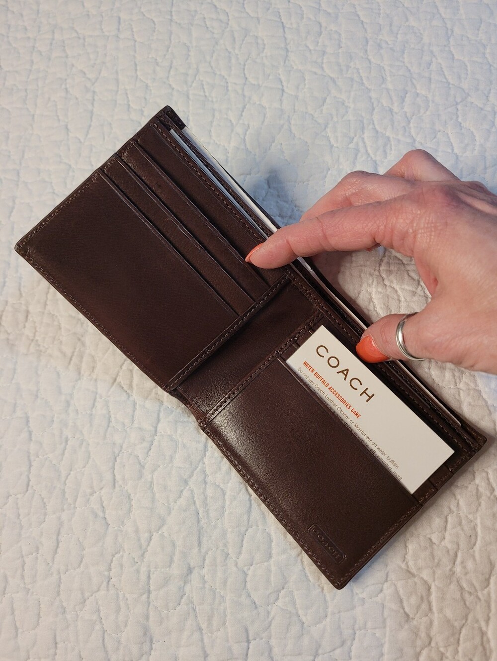 Coach Brown Water Buffalo Leather Bifold Wallet VINTAGE